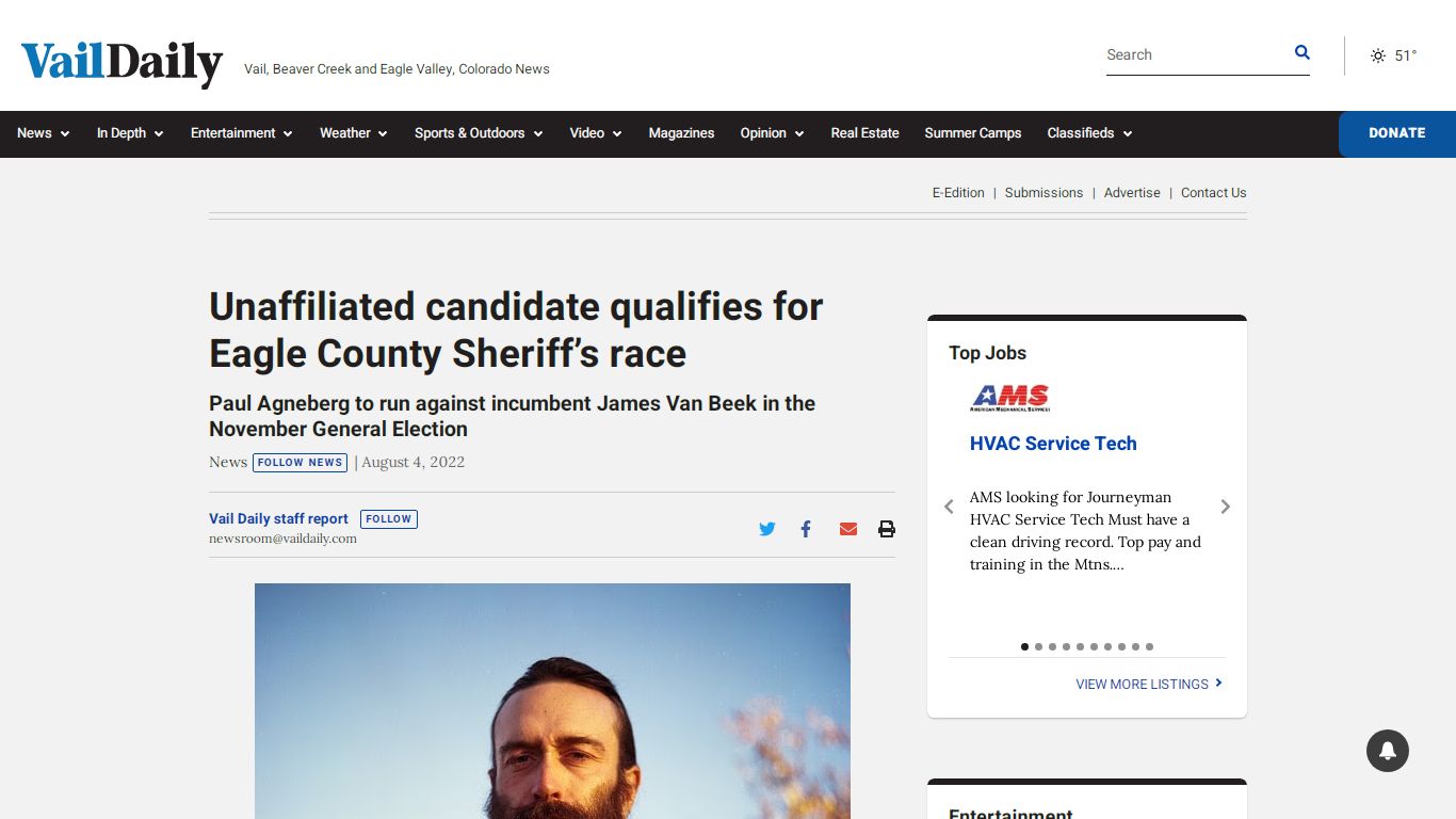 Unaffiliated candidate qualifies for Eagle County Sheriff’s race ...